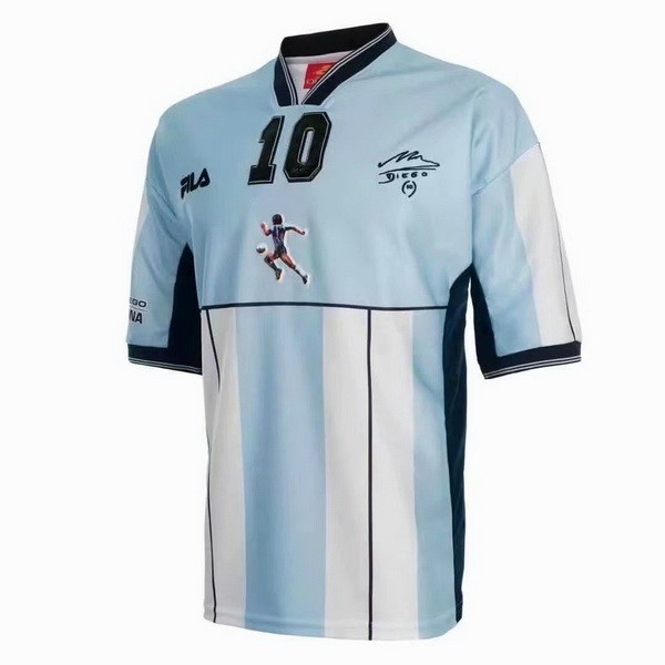 Heimtrikot Argentinien NO.10 Maradona Retro 2001 Blau Günstige Fußballtrikots